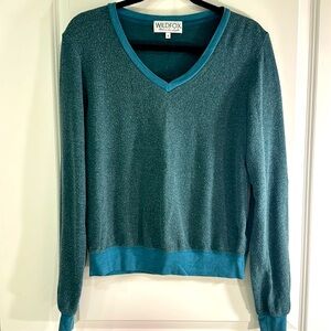 V-neck blue sweatshirt